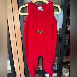 Vintage 2000 GAP fleece coverall jumpsuit christmas baby newborn embroidered